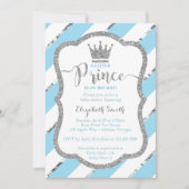 Little Prince Baby shower Invite, Faux Glitter Kaart (Voorkant)