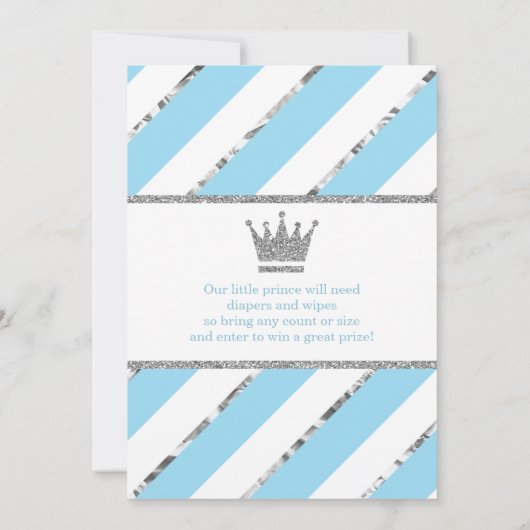Little Prince Baby shower Invite, Faux Glitter Kaart (Achterkant)