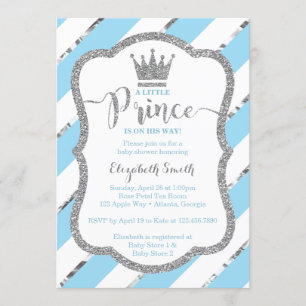 Little Prince Baby shower Invite, Faux Glitter Kaart