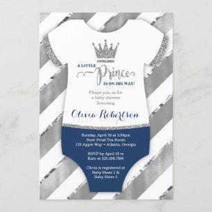 Little Prince Baby shower Invite, Faux Glitter Kaart
