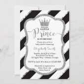 Little Prince Baby shower Invite, Faux Glitter Kaart (Voorkant)