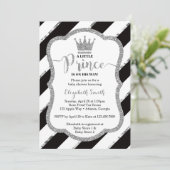 Little Prince Baby shower Invite, Faux Glitter Kaart (Staand voorkant)
