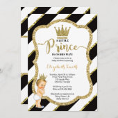 Little Prince Baby shower Invite, Faux Glitter Kaart (Voorkant / Achterkant)