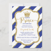Little Prince Baby shower Invite, Faux Glitter Kaart (Voorkant)