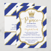 Little Prince Baby shower Invite, Faux Glitter Kaart (Voorkant / Achterkant)