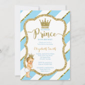 Little Prince Baby shower Invite, Faux Glitter Kaart (Voorkant)