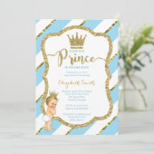 Little Prince Baby shower Invite, Faux Glitter Kaart (Staand voorkant)