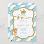 Little Prince Baby shower Invite, Faux Glitter Kaart (Voorkant / Achterkant)