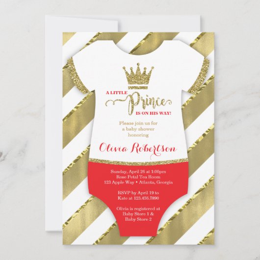 Little Prince Baby shower Invite, Faux Glitter Kaart (Voorkant)