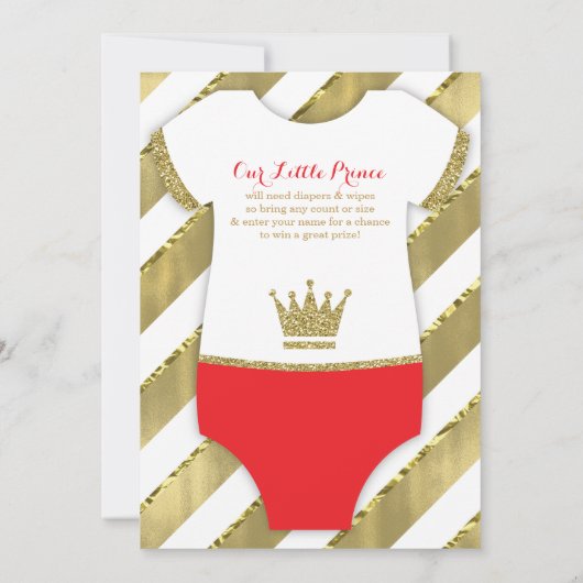 Little Prince Baby shower Invite, Faux Glitter Kaart (Achterkant)