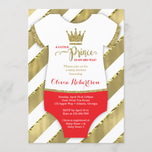 Little Prince Baby shower Invite, Faux Glitter Kaart