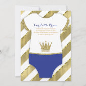 Little Prince Baby shower Invite, Faux Glitter Kaart (Achterkant)