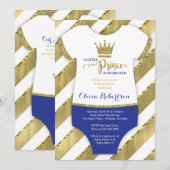 Little Prince Baby shower Invite, Faux Glitter Kaart (Voorkant / Achterkant)