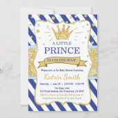 Little Prince Baby shower nodigt Royal Blue Gold u Kaart (Voorkant)