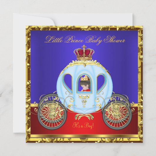 Little Prince Baby shower Red Blue Gold Boy Kaart (Voorkant)
