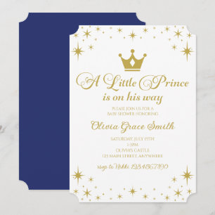 Little Prince Baby shower Royal Blue Kaart