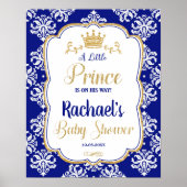 Little Prince Baby shower Royal Blue Welcome Sign Poster (Voorkant)