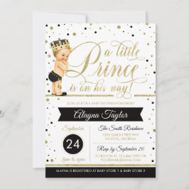 Little Prince Baby Shower Uitnodiging, Nep Glitter Kaart
