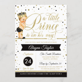 Little Prince Baby Shower Uitnodiging, Nep Glitter Kaart