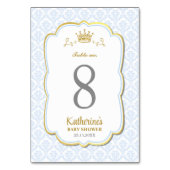 Little Prince Blue Damask Baby shower Verjaardag Kaart (Voorkant)