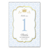 Little Prince Blue Damask Birthday Baby shower Kaart (Achterkant)