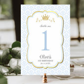 Little Prince Blue Damask Birthday Baby shower Kaart