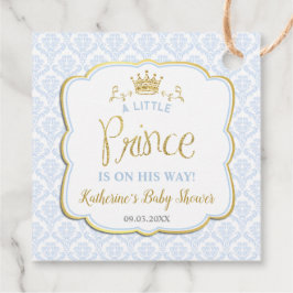 Little Prince Blue Damask Gold Crown Baby shower Bedankjes Labels