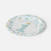 Little Prince Blue Gold 1st Birthday Party Papieren Bordje (Gekanteld)
