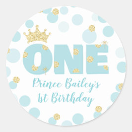 Little Prince Blue Gold Confetti Verjaardagsfeestj Ronde Sticker