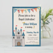 Little Prince Castle Boy Verjaardag Uitnodiging (Staand voorkant)