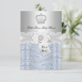 Little Prince Diamond Crown Baby shower Invitation Kaart (Staand voorkant)