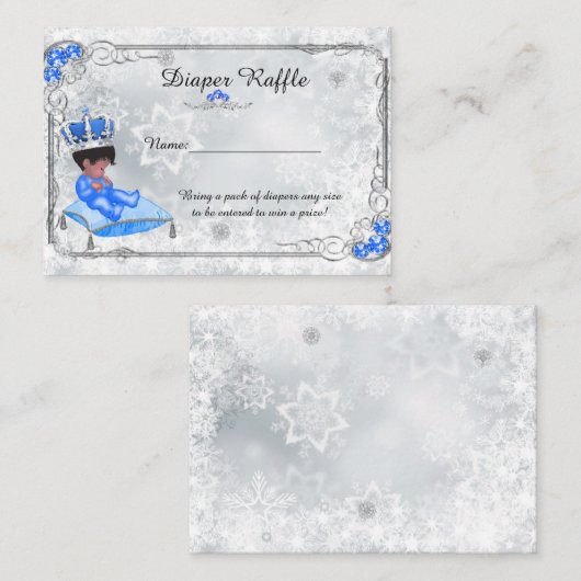 Little Prince Diaper Raffle Tickets, grijs bevrore Informatiekaartje (Voorkant / Achterkant)