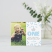 Little Prince First Birthday Light Silver Bedankkaart (Staand voorkant)