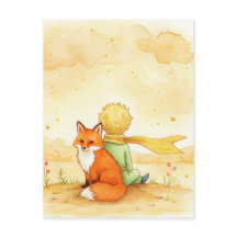 Little Prince Fox Waterverf Briefkaart
