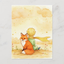 Little Prince Fox Waterverf Briefkaart