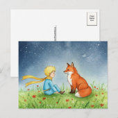 Little Prince Fox Waterverf Briefkaart (Voorkant / Achterkant)