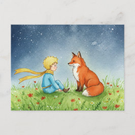 Little Prince Fox Waterverf Briefkaart