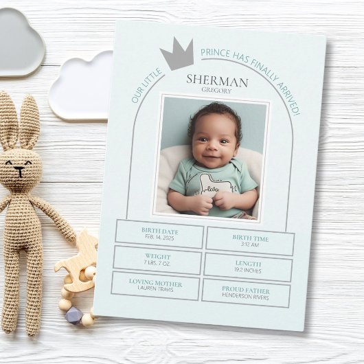 Little Prince Geboorteaankondiging Kaart