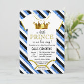 Little Prince Glitter Baby shower Invitation Kaart (Staand voorkant)