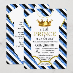 Little Prince Glitter Baby shower Invitation Kaart