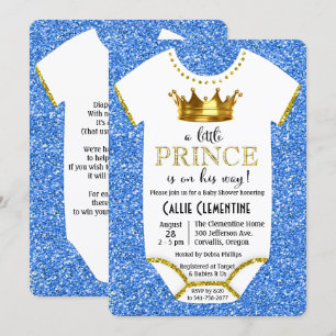 Little Prince Glitter Baby Shower Uitnodiging