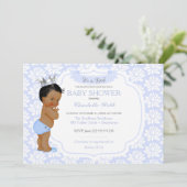 Little Prince Light Blue Silver Baby Boy Kaart (Staand voorkant)