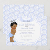 Little Prince Light Blue Silver Baby Boy Kaart (Voorkant / Achterkant)