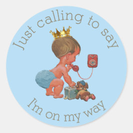 Little Prince on Phone Blauw Grijs Baby shower Ronde Sticker