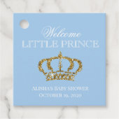 Little Prince Royal Baby Blauw en Goud Baby shower Bedankjes Labels (Voorkant)