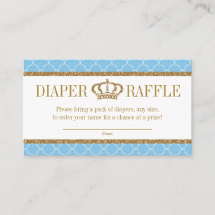 Little Prince Royal Baby Blue & Gold Diaper Raffle Informatiekaartje