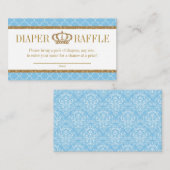 Little Prince Royal Baby Blue & Gold Diaper Raffle Informatiekaartje (Voorkant / Achterkant)