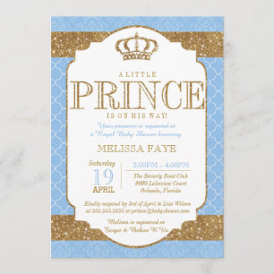 Little Prince Royal Baby Gold Baby shower Kaart