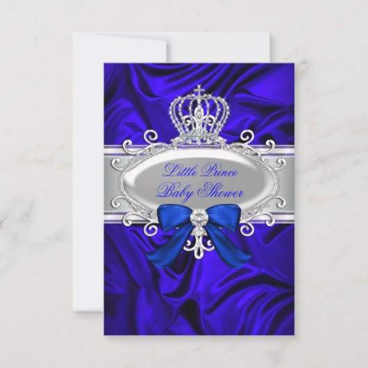 Little Prince Royal Blue Baby shower Invite Kaart (Voorkant)