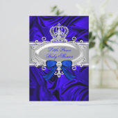 Little Prince Royal Blue Baby shower Invite Kaart (Staand voorkant)